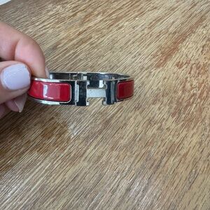 Hermes Red and Silver Bracelet